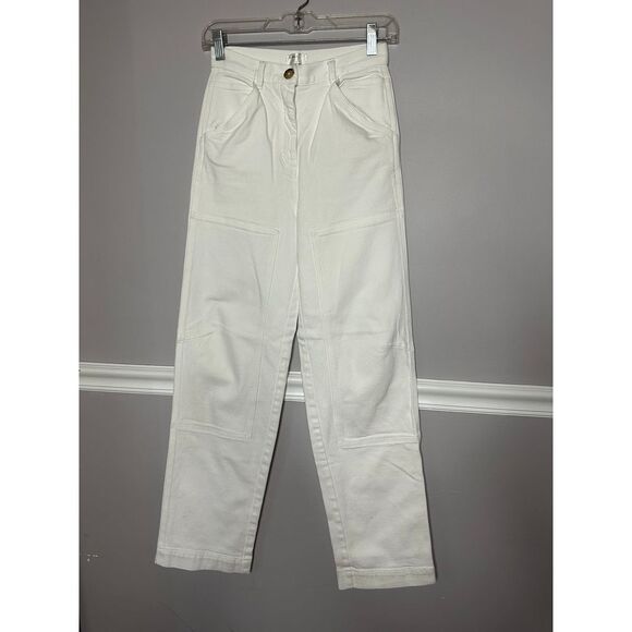 Aritzia Wilfred Le Fou White Baggy Jeans Size 2 Luxury Brand Wide Leg Y2K Retro - Picture 1 of 8
